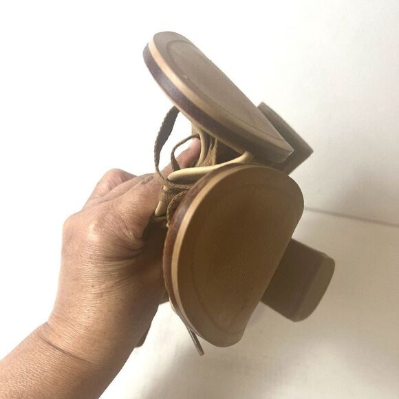 Ugg Womens 7 Brown Suede Peep Toe Ankle Bootie Sling Back Comfort Heels Tie Shoe - Picture 6 of 10